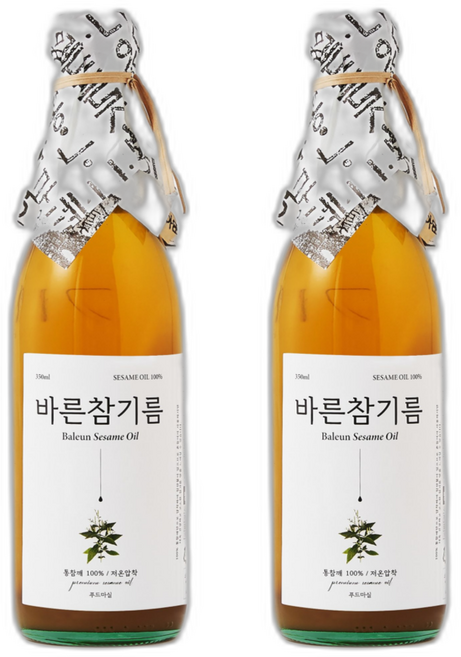 푸드마실 바른 참기름, 350ml, 2개