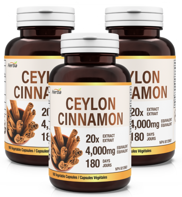 실론 시나몬 4000mg 180식물성캡슐 20배 농축 스리랑카산 실론 시나몬 허바 캐나다, 3개, 180정