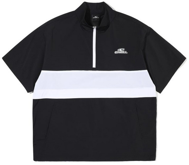 오닐 플로우 컬러블록 반팔 하프집 맨투맨