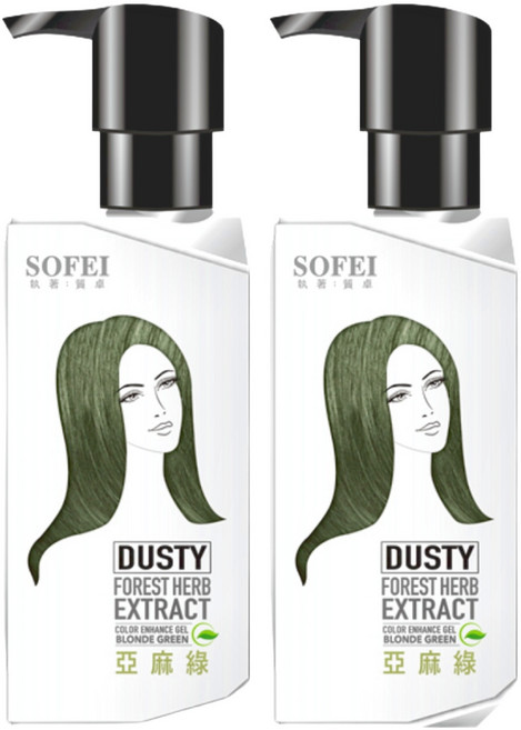 SOFEI 舒妃 型色家 植萃添加染髮補色露 亞麻綠, 2瓶