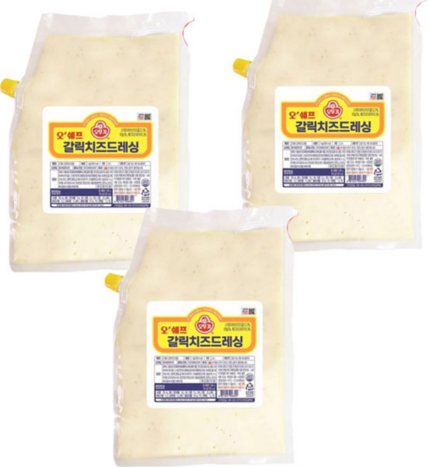 오뚜기 오쉐프 갈릭치즈드레싱, 1kg, 3개