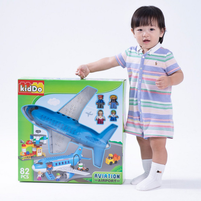 블록피아 키드두 블록 점보 비행기 레고 듀플로 호환 공항놀이 유아 블럭, 1개