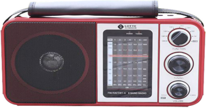 롯데 휴대용 단파 라디오 Pingky-250 레드 MP3 소형 재난 낚시 캠핑 효도라디오, 핑키-250, 1개