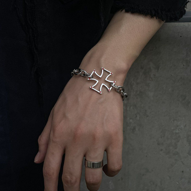 엘스튜디오 빈티지 크로스 체인 팔찌 남자용 힙합 감성 4821