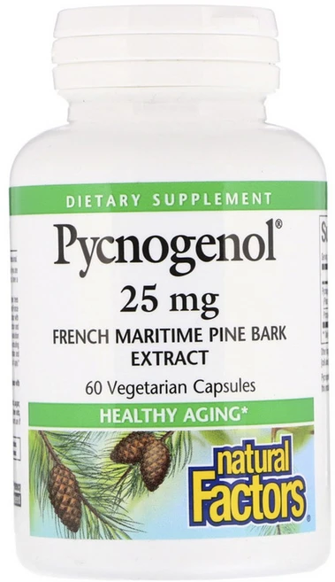 네추럴팩터스 피크노제놀 프렌치 마리타임 파인 바크 추출물 25mg 베지테리안 캡슐, 60정, 1개 - 쿠팡