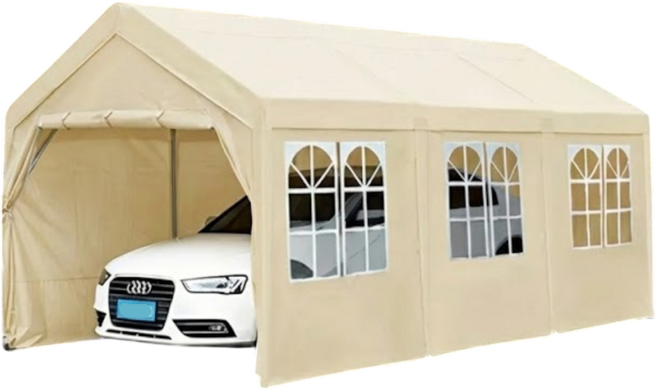 가드포트 대형 간이 주차 천막 차량용 고강도 쉘터 차고지 캐노피 야외 창고텐트 작업장 그늘막, 가림막 아이보리