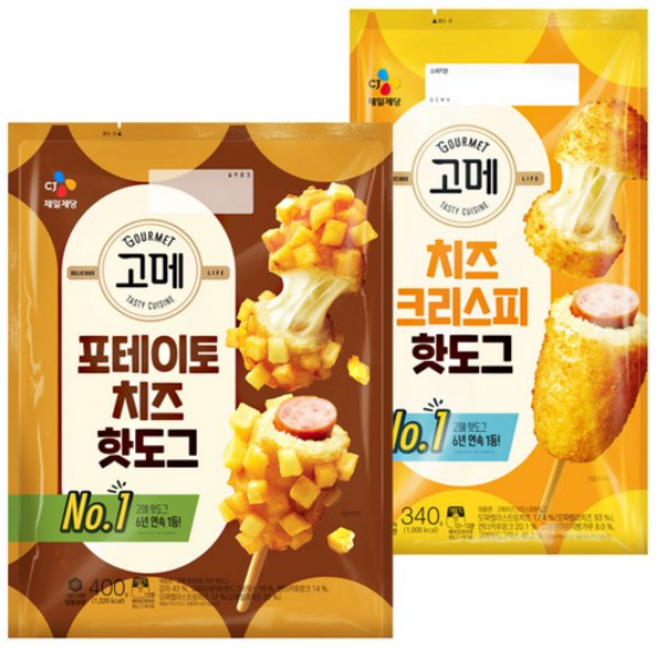 고메 포테이토치즈핫도그400g 1+ 고메 치즈크리스피핫도그 340g 1, 1개, 400g