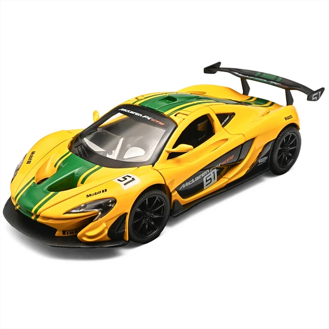 1:24 애스턴 마틴 Mclaren P1 GTR 마세라티 랜드 로버 수비수 미스트랄 카 합금 다이캐스트 모델 자동차 컬, 03 Yellow2
