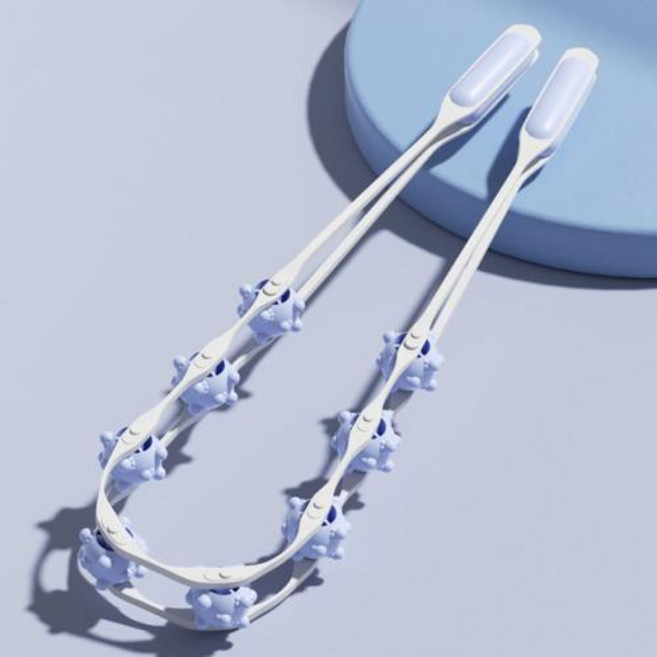 목어깨 마사지기 다기능 바디 스트립 등 풀러 타입 휴대용 플라스틱 어깨 목 허리 8 롤러 마사지, 1개