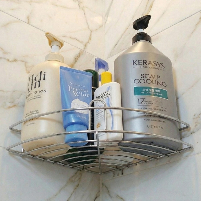 카에로 튼튼한 욕실 선반 무타공 화장실 수납선반 정리대 일자 코너형, 1개, 스테인리스