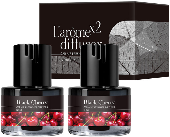 Larome 심지타입 차량용 디퓨저 120ml 2개입, 블랙체리, 1세트