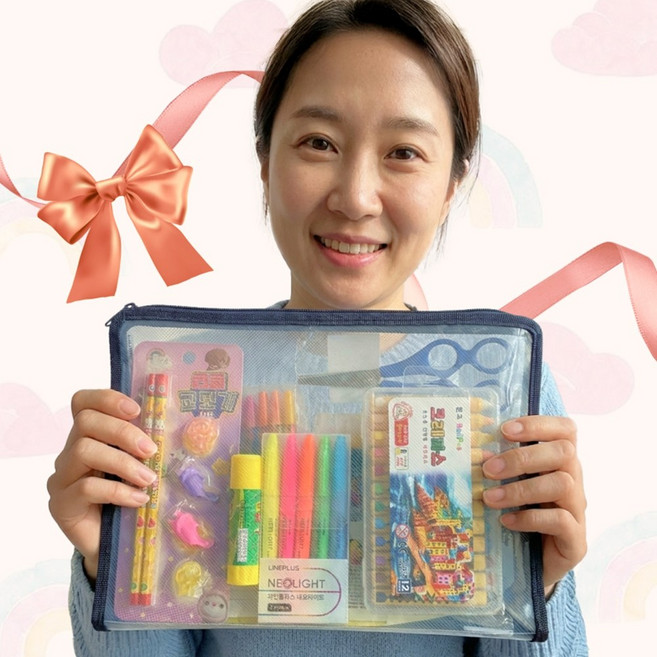 알찬 학용품 문구세트 7종 미술놀이 신학기 새학기 준비물 입학졸업 선물 조카 단체 단례품, 가성비문구세트