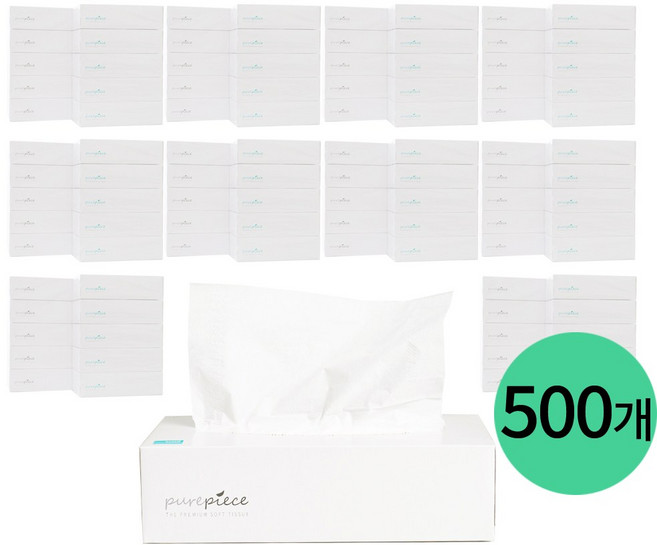 퓨어피스 먼지없는 천연펄프 각티슈 240매입 500개 미용티슈 비염티슈 사각티슈