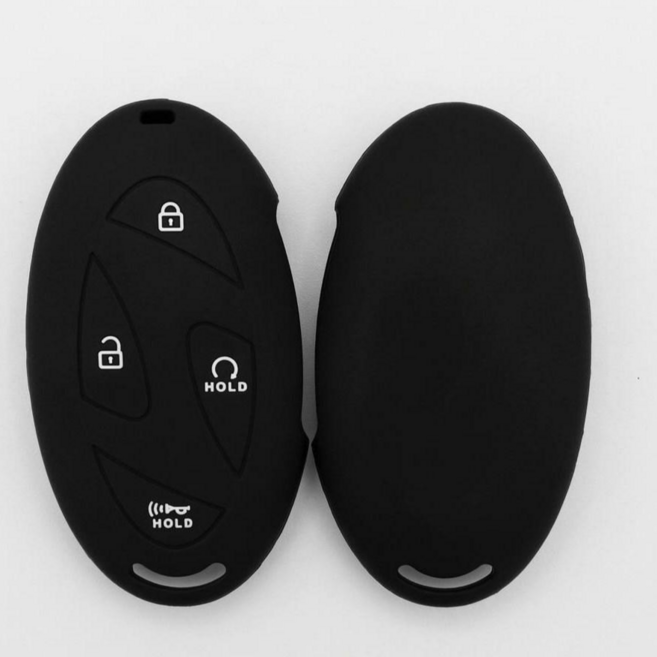 스마트키 실리콘 케이스 풀커버 보호 미끄럼방지 4버튼 키커버 싼타페 MX5 그랜저 GN7 아반떼 CN7 쏘나타 DN8 팰리세이드 LX3 투싼 NX4 아이오닉5 아이오닉6 아이오닉9, 올블랙, 1