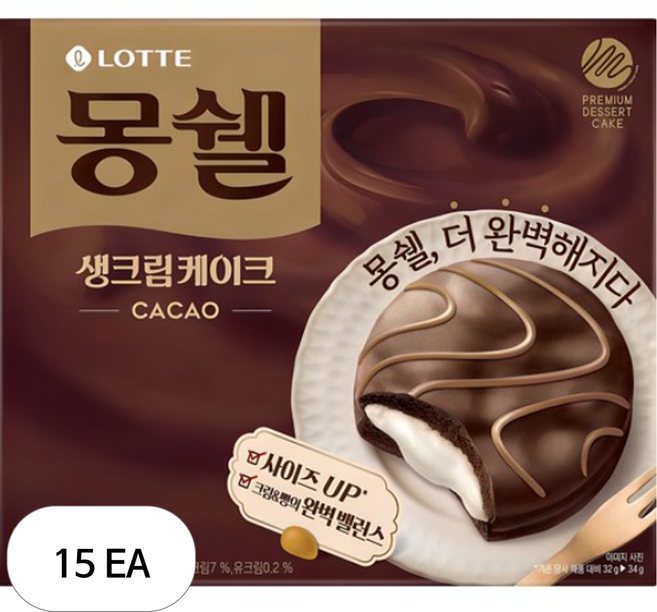 몽쉘 생크림케이크 카카오, 408g, 15개