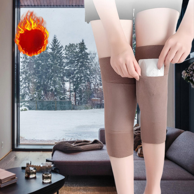 1+1 무릎토시 핫팩 포켓 주머니 레깅스 보온 찜질 보온대 브라운 컬러, 1세트