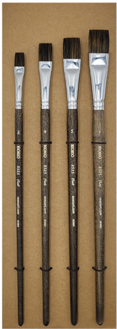 EOEO 8525 물소 힘센평필 200mm 이오이오붓 수채화평붓 아크릴붓, 4조세트(3/4/5/7호)