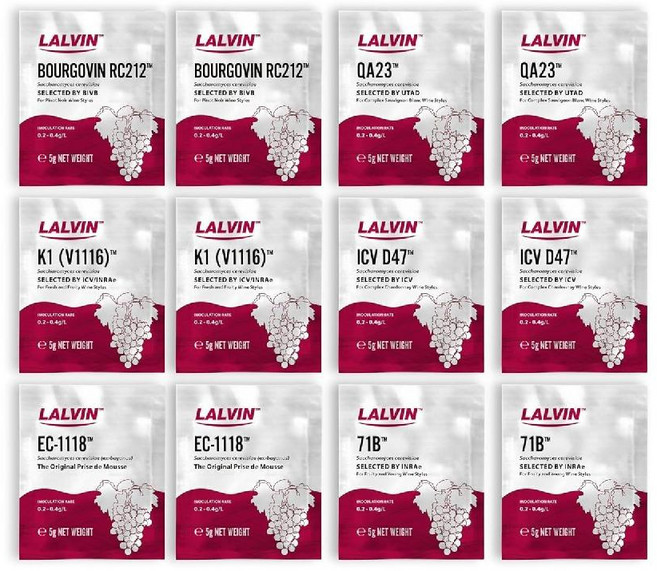 Lalvin 샘플러 와인 효모 (12 팩)