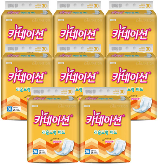 신우피앤씨 카네이션 라운드형 패드 속기저귀 일반 30*8, 중형, 8세트, 30매입