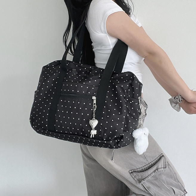 포인바이수 여성 학생 도트 나일론 숄더백