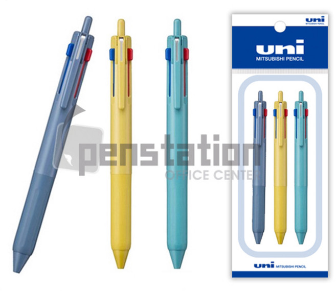 유니 제트스트림 SXE3-507 볼펜 0.5mm 세트, 1개, 0.5mm 머스타드1개+블루그레이1개+포-블루1개 세트