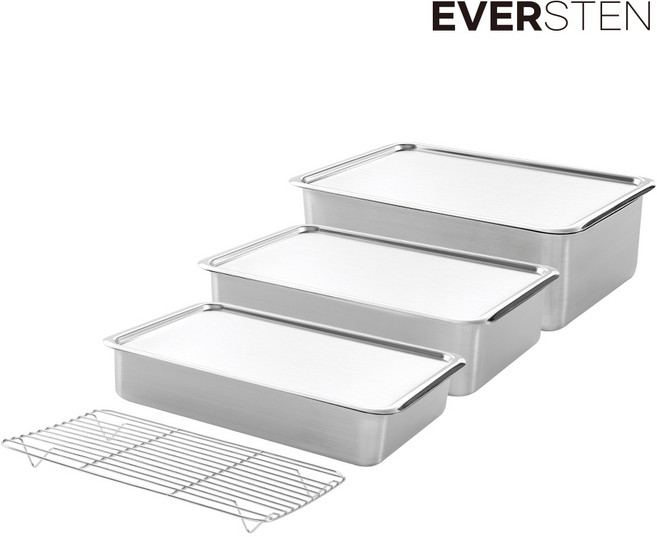 에버스텐 블럭 3종 세트 대용량 스텐 보관용기 저장용기 김치 쌀 잡곡 고기, 블럭 3호 3종+스텐망 1개, 1세트