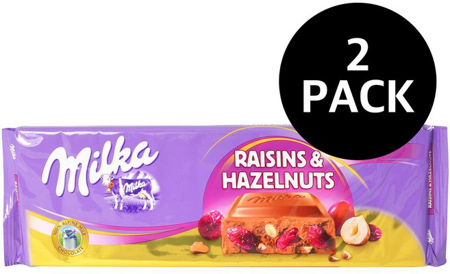 밀카 건포도 헤이즐넛 초콜릿 Milka Raisins Hazelnuts, 2개, 270g