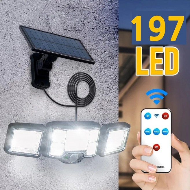 디제이디 LED 태양광 충전식 야외 조명등 정원등 센서등 197구 음성알림, 랜덤, 1개