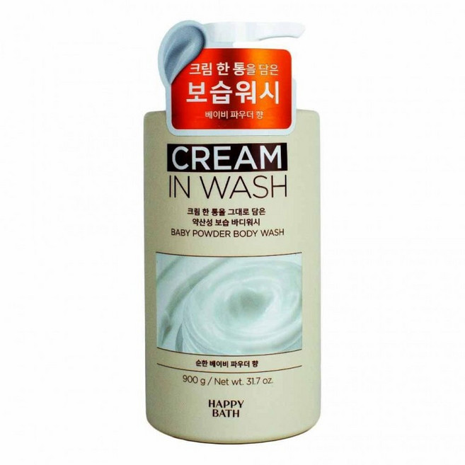 해피바스 크림인 워시 베이비파우더 바디워시 900g(196100), 1개