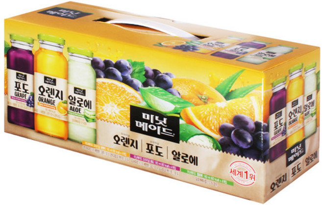 미닛메이드 시그니처 오렌지 4p +포도 4p + 알로에 4p 음료세트, 180ml, 36개