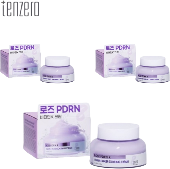 텐제로 로즈 PDRN 비타민 K 워터 수딩 크림 100g 3개 얼굴 안면 열기 열감 내리기 홍조 진정 보습 케어 모공 관리 식물성 장미 피디알엔 민감 피부 효능 효과 가격 추천