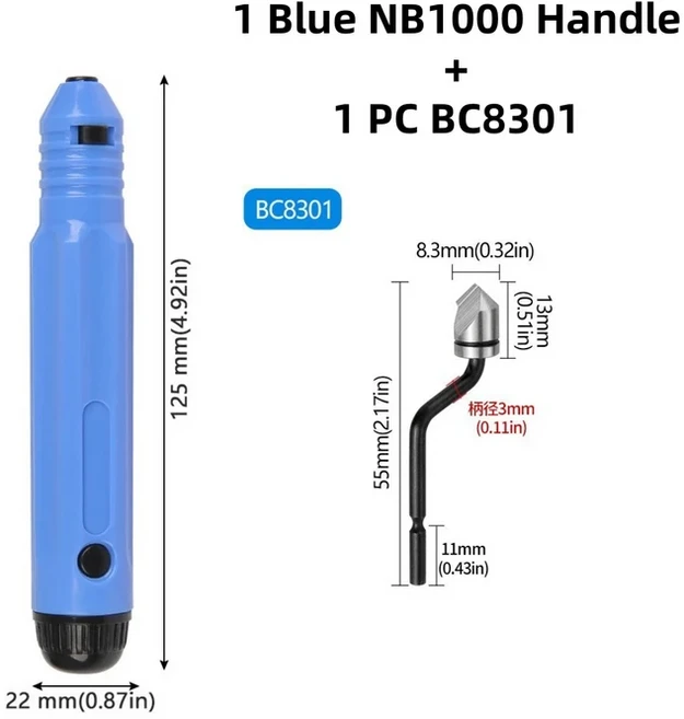 금속 디버링 도구 키트 핸드 툴 미끄럼 방지 핸들 목재 플라스틱 용 10pcs 날카로운 블레이드 포함, 24 NB1000 X BC8301