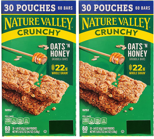 네이처밸리 오츠앤허니 크런치 그래놀라바, 2개, 1.26kg