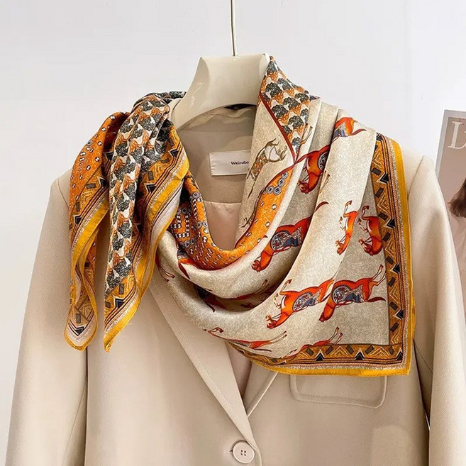 MOMON 모몽 여성용 천연 실크100 스카프 머플러 100%실크 숄