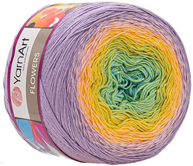 Yarn Art Flowers 실 55% 면 45% 아크릴 250g 1094야드 멀티컬러 면 실 레인보우 크로셰 실 봄 여름 2 스포츠 실 (317), 285