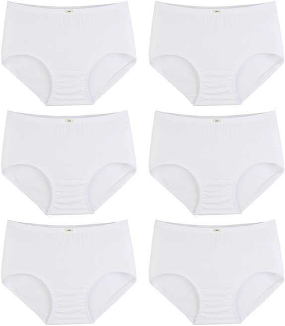 디디오 100% 순면 오가닉 무형광 화이트 팬티 6종 세트 코튼 소재 여성용 삶을수있는 맥시타입 팬티 6매