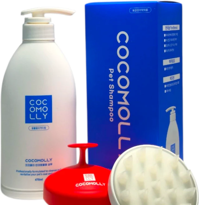 [목욕세트] 코코몰리 프리미엄 자연유래 저자극 강아지 판테놀 샴푸 470ml + 실리콘 목욕 브러쉬, 강아지샴푸 470ml + 화이트 실리콘 목욕 브러쉬, 1개 - 쿠팡