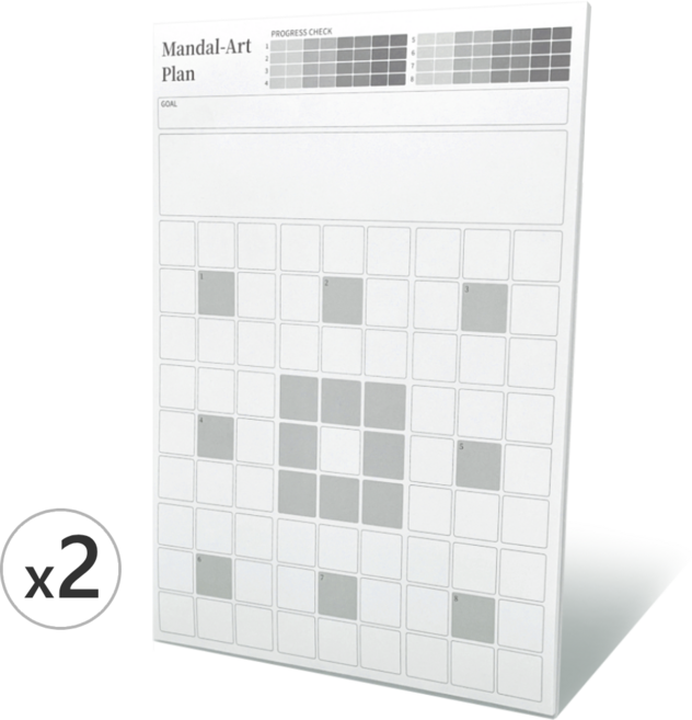 만다라트 계획표 플래너 노트 25매 목표달성 공부 다이어트 마인드맵, 2개, 화이트