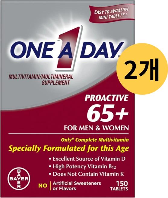 미국직구 원어데이 성인 남여공용 65세 이상을 위한 멀티비타민 150정, 2개, 75회분 - 쿠팡
