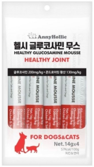 철군 강아지 애견 헬시 글루코사민 건강보조제(치킨+연어 14gx4p) _ 32719EA, 관절, 1개