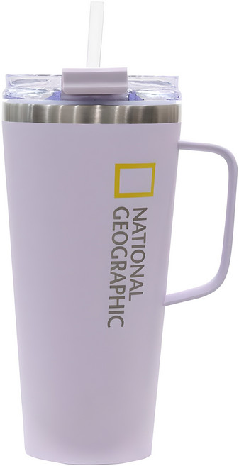 릴팡 내셔널지오그래픽 크루즈 이중 스텐 핸들 텀블러 NG890, 모브(NG8907), 945ml, 1개