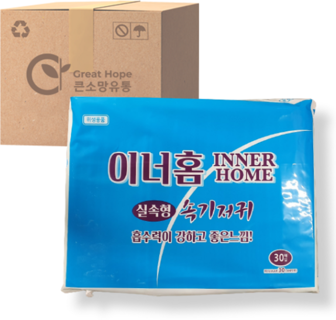 이너홈 성인용 속기저귀 일자형 30매 6팩 (180매), 30개입, 6개