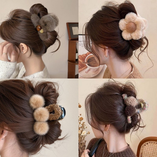 ZMBIRD 4종세트 뽀글이 짱짱한 헤어 집게핀 중형 올림머리 H1533