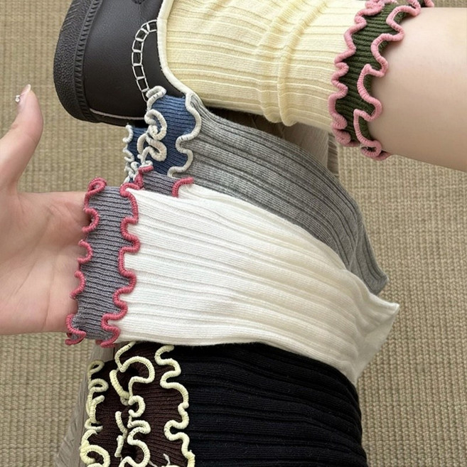 Banjiwu 여성 양말 레이스 겨울 양말 중목 양말 장목 양말 중목 양말 운동 양말 무압박 양말 면 양말 4족 세트