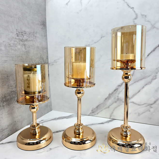 티라이트유리바람막이촛대 - 소중대 8시간초 10시간초 1일초 촛대, 소, 1개