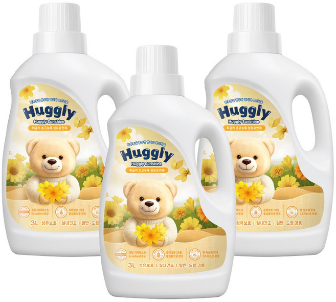 허글리 초고농축 섬유유연제 허글리선샤인, 3개, 3L