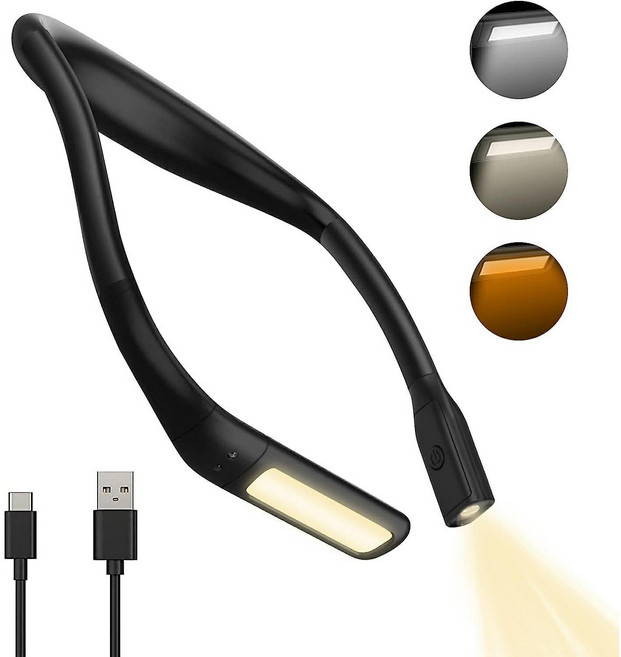 ZOZOFO 충전식 넥라이트 독서 무선 LED 작업 낚시 등산 캠핑등 동작감지기능, 블랙