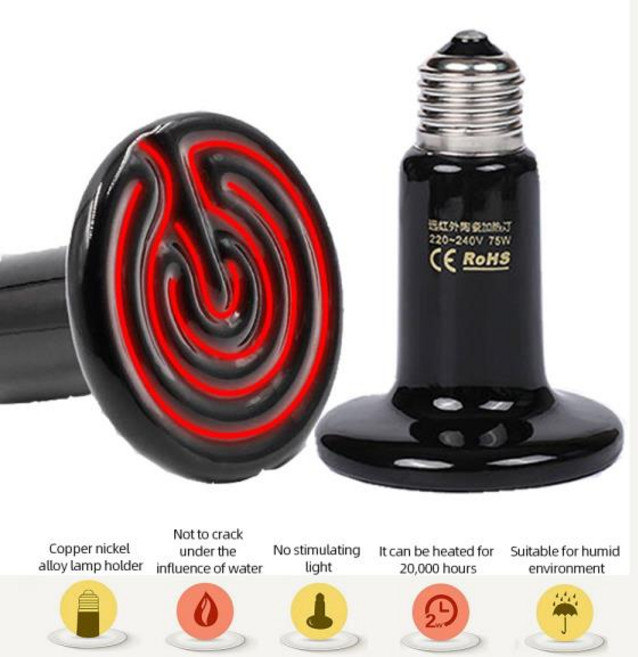 원적외선 애완동물 히팅 램프 세라믹 220V 파충류 거북이 부화기 전구 열 방출등 25W, 03 220v  150w, 1개