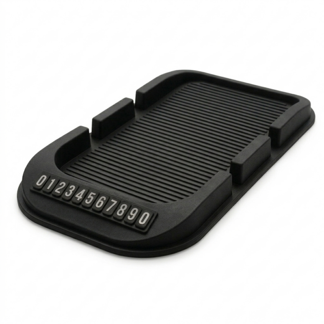 브라넬 차량용 주차전화번호판 논슬립패드 스마트폰거치대, 검은색, 1개