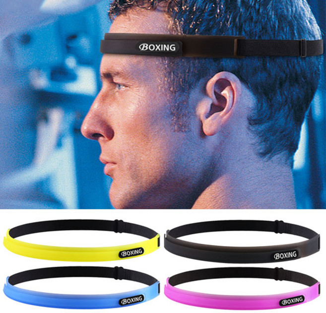 도매창고 밴드형 실리콘 땀밴드 땀흘림방지 스포츠 헤어밴드, 블랙, 1개